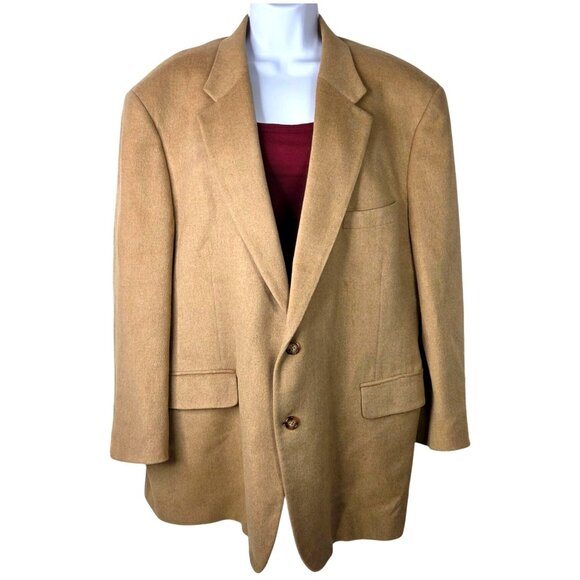 Bill Blass Vintage 100% Camel Hair Tan Two Button Office Blazer Jacket Men's 48R - Picture 1 of 9
